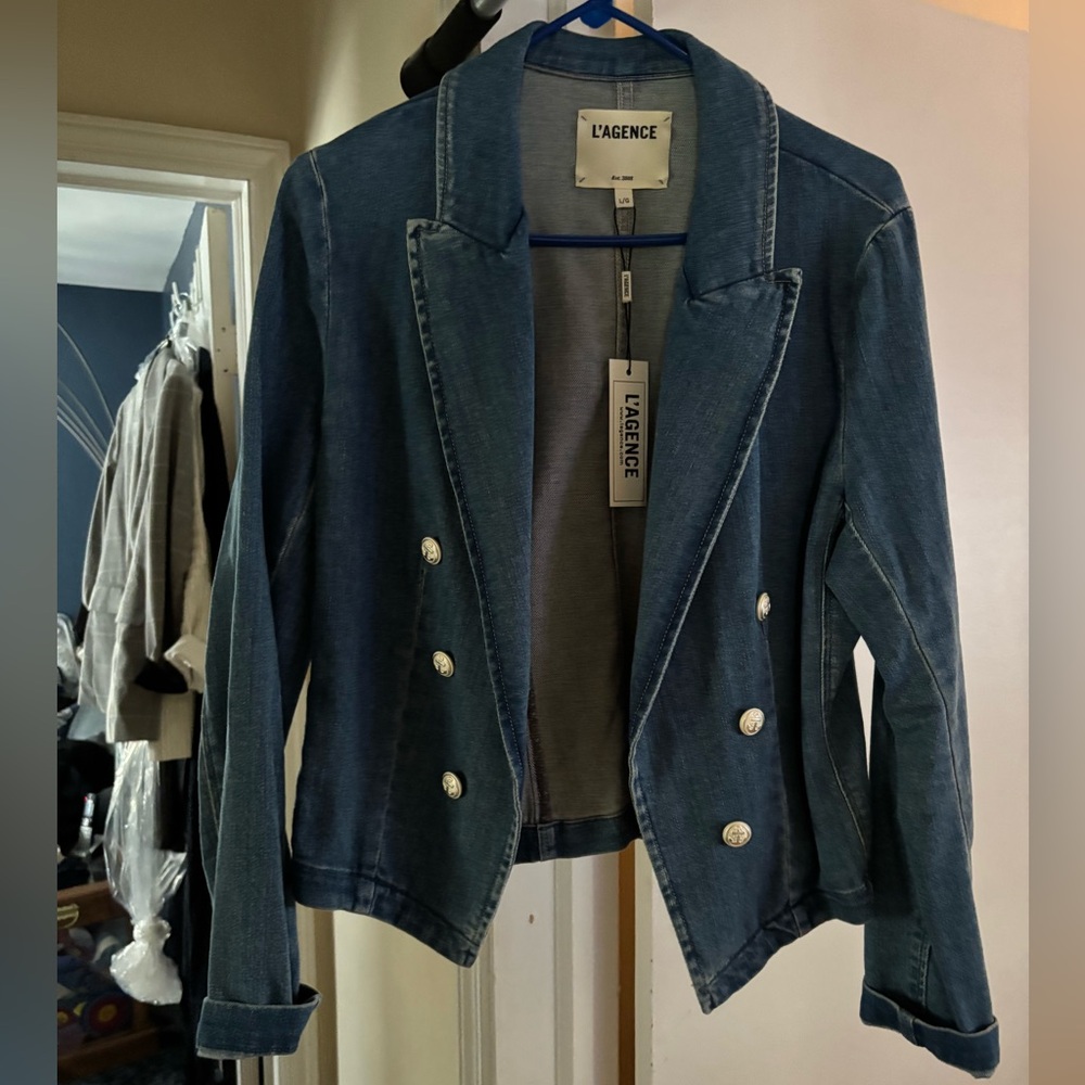 L'AGENCE Double-Breasted Jean Jacket NEW WITH TAGS
